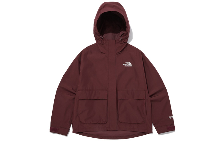 (Women) TNF Logo Embroidered Zip Hoodie Jacket Maroon Red NJ2GP89C