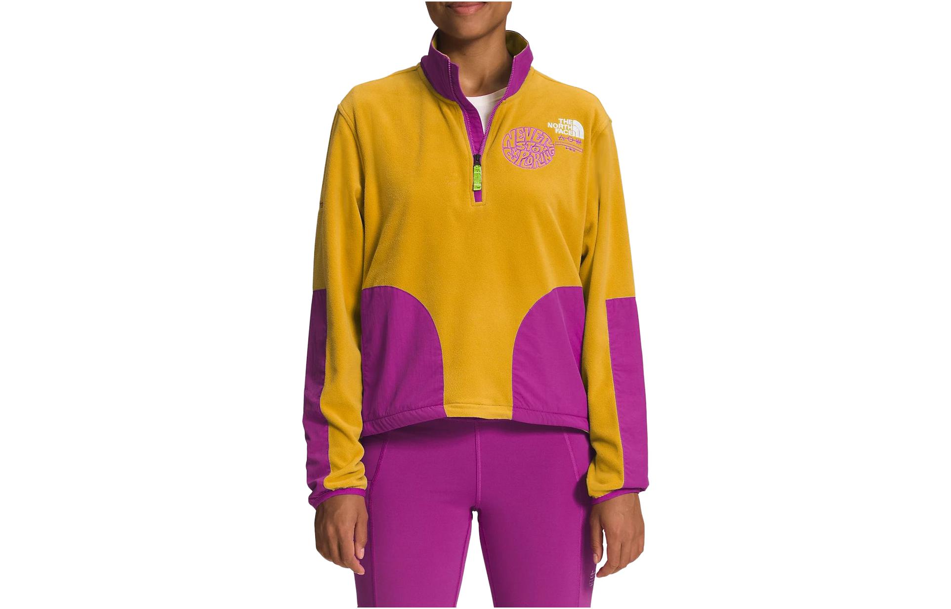 Order (W) The North Face Logo 半拉鏈套頭衫 黃紫配色 NF0A81XX-P6K
