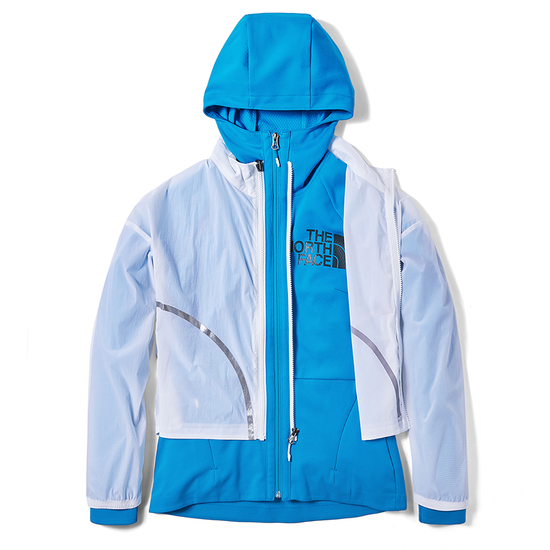 (Women) TNF Logo Outdoor Windbreaker Jacket - Blue NF0A3VSB-JA7