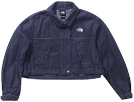 (Women) The North Face Logo Print High-Waist Denim Jacket in Navy NF0A81SN-DG7 (Women) The North Face Logo Print High-Waist Denim Jacket in Navy NF0A81SN-DG7