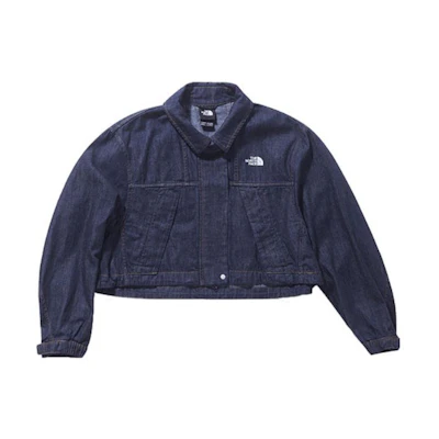 (Women) TNF Logo Print High-Waist Denim Jacket in Navy NF0A81SN-DG7