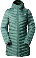 (Women) The North Face Logo Print Long Jacket with Hood and Zipper Green NF0A85AH-ONQ (Women) The North Face Logo Print Long Jacket with Hood and Zipper Green NF0A85AH-ONQ