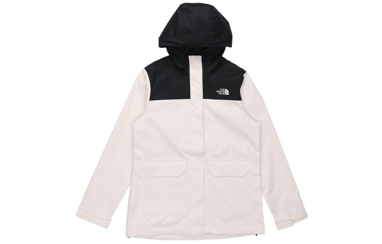 (Women) TNF Logo Zipper Hooded Windbreaker Waterproof Jacket White NF0A4U7T-11P