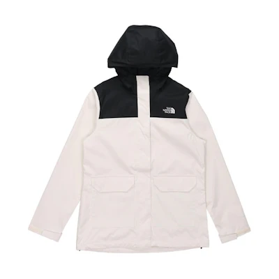 (Women) TNF Logo Zipper Hooded Windbreaker Waterproof Jacket White NF0A4U7T-11P
