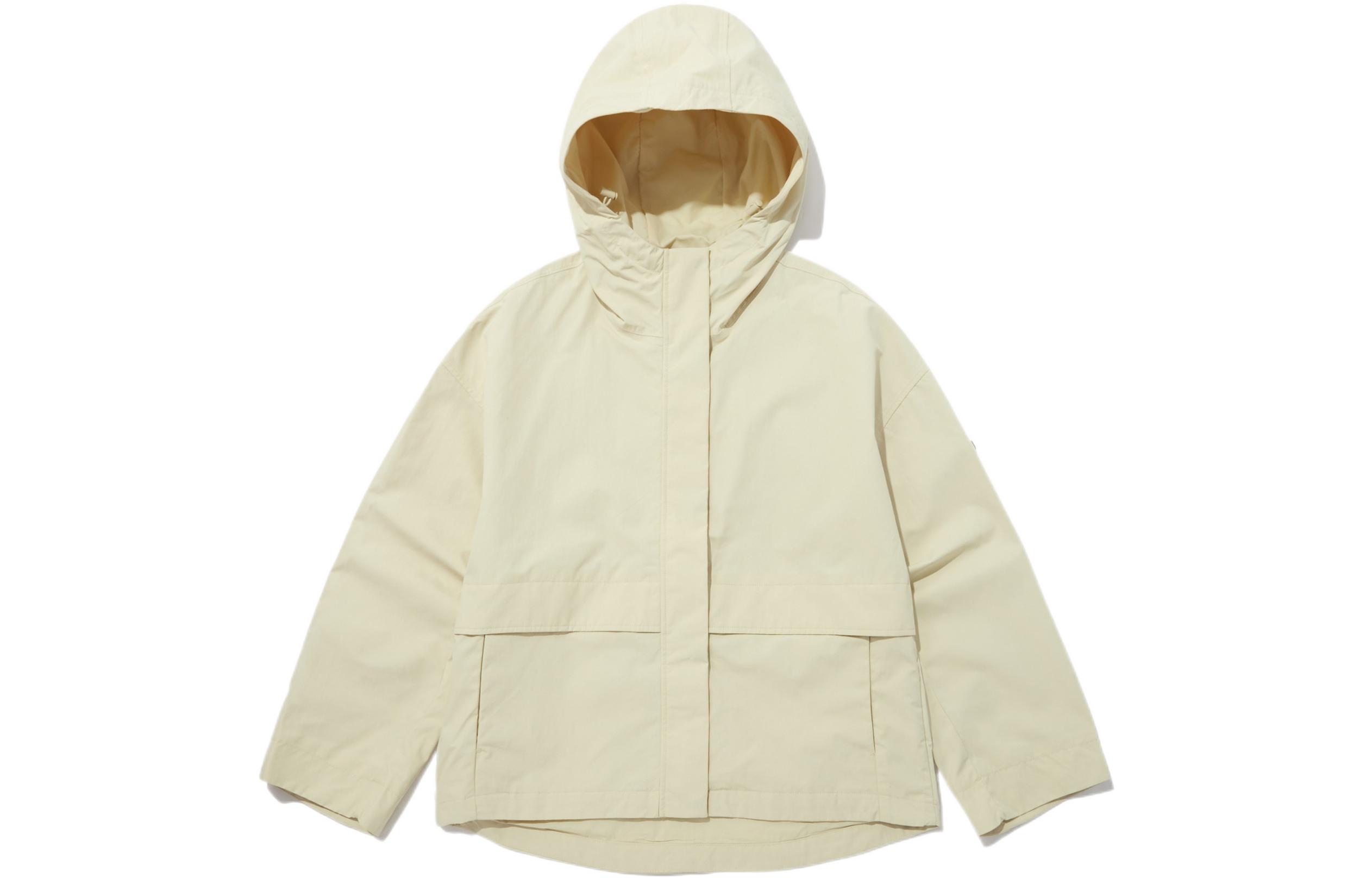 Order (W) The North Face Jaket Panjang Bertudung Butang Snap Warna Off-White NJ2HP33A