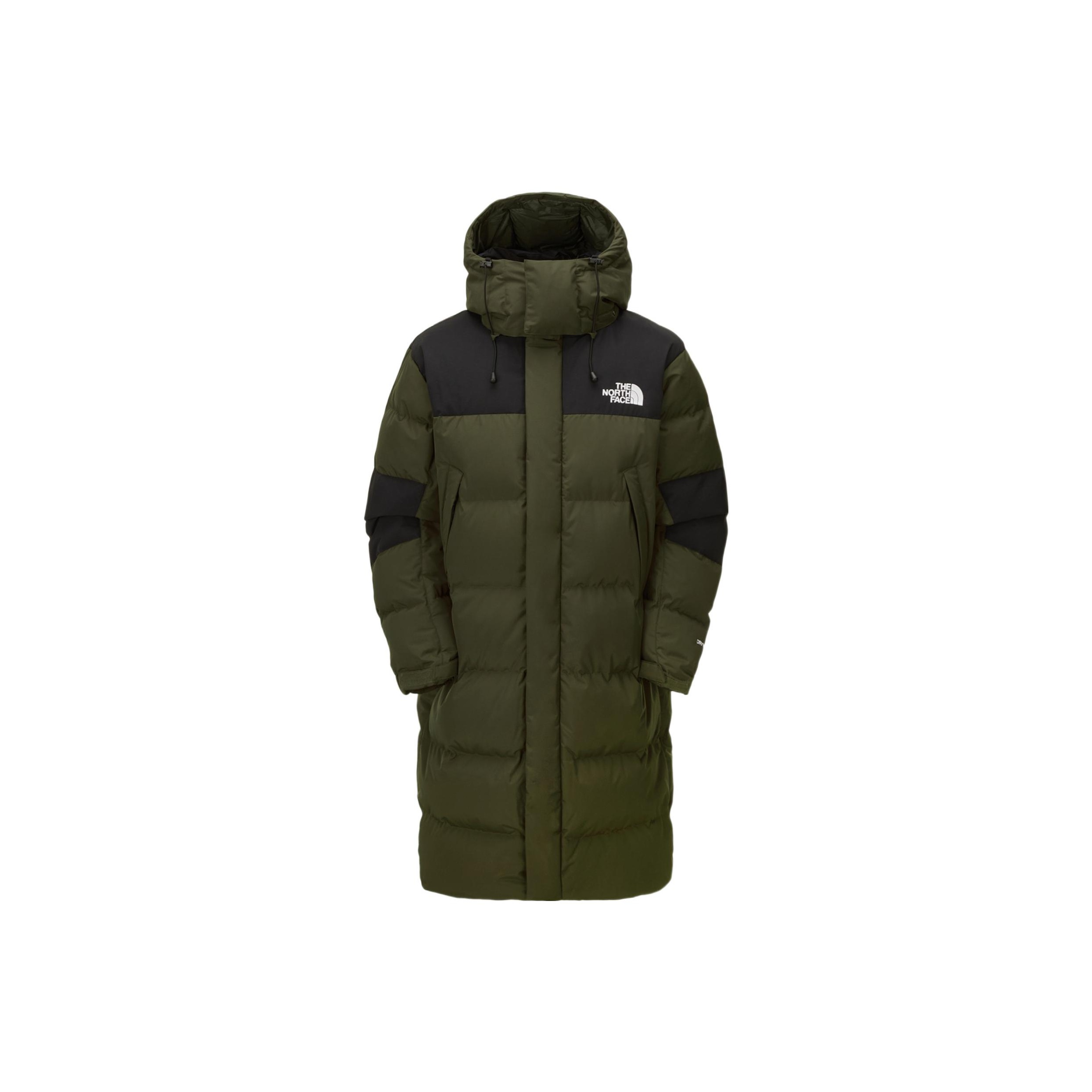 (Women) TNF Long Mid-length Logo Print Colorblock Down Jacket - Army Green NC1DN52K