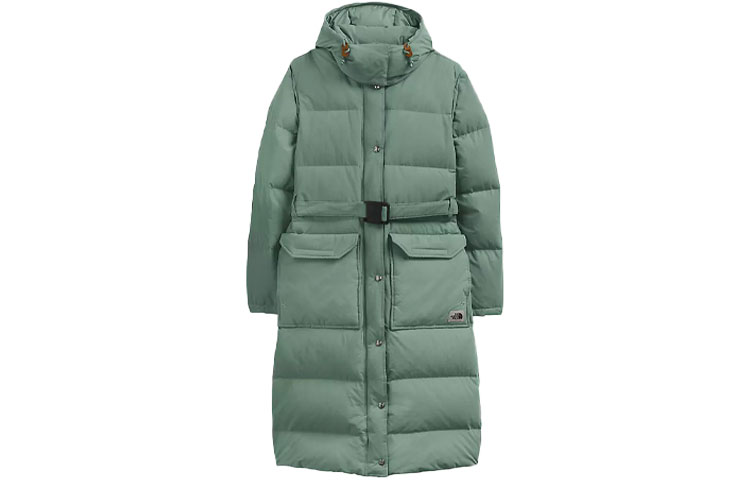 (Women) TNF Mid-Length Green Down Jacket with Logo NF0A5A9N-V1T
