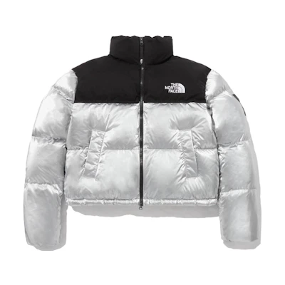 (Women) TNF Nuptse 1996 Silver Colorblock Logo Down Jacket NJ1DP85O