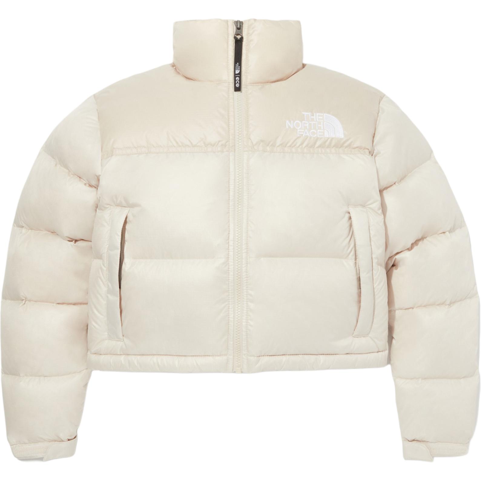 (Women) TNF Nuptse Logo Embroidered Short Puffer Jacket Ivory White NJ1DQ86C
