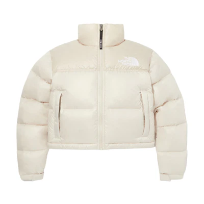 (Women) TNF Nuptse Logo Embroidered Short Puffer Jacket Ivory White NJ1DQ86C