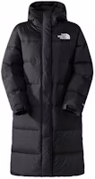 (Women) The North Face Nuptse Logo Print Hooded Zip Mid-Length Down Coat Black NF0A832K-JK3 (Women) The North Face Nuptse Logo Print Hooded Zip Mid-Length Down Coat Black NF0A832K-JK3