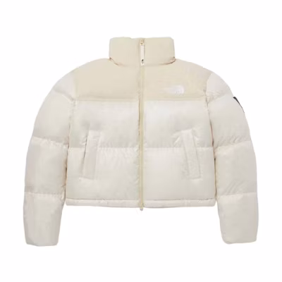 (Women) TNF Nuptse Logo Print Puffer Jacket Beige NJ1DP85Q