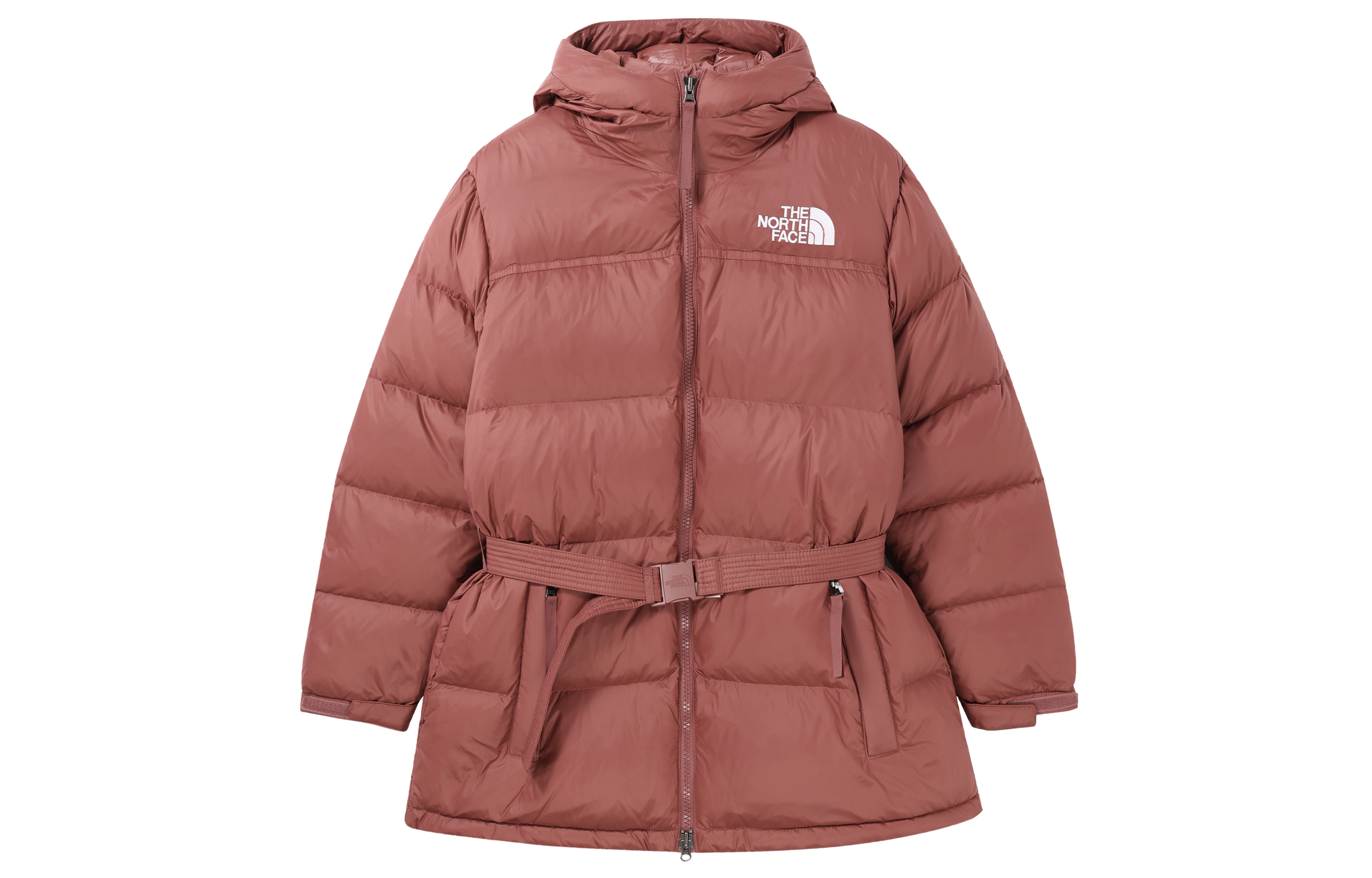 (Women) TNF Nuptse Solid Logo Hooded Down Jacket Pink Clay NF0A5GIL-6R4