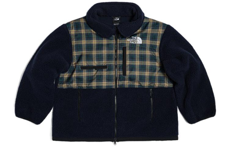 (Women) The North Face Plaid Fleece Jacket with Logo Print Navy Blue NF0A7W9X-RG1