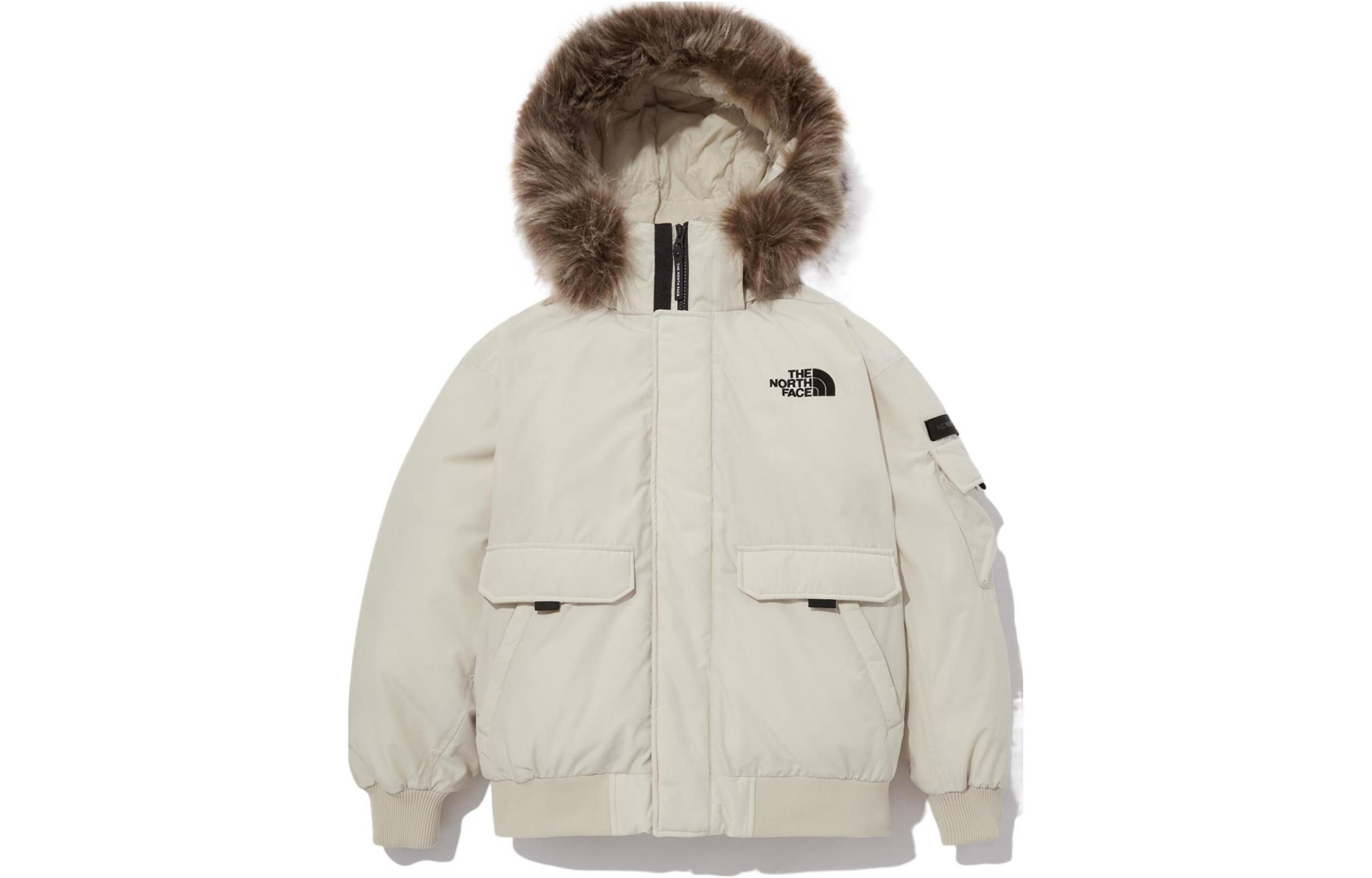 (Women) TNF Printed Logo Zip-Up Hooded Down Jacket White NJ1DN86C