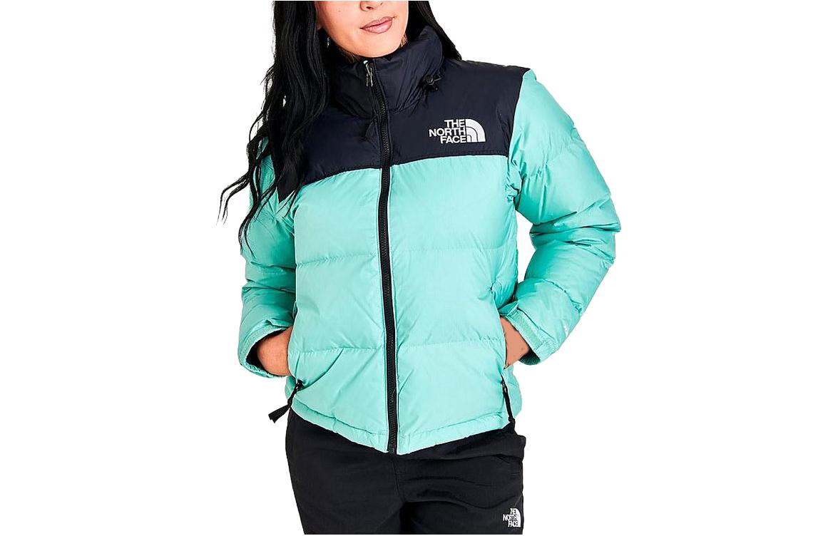 (Women) TNF Retro Colorblock High Neck Logo Print Jacket Green NF0A3XEO-314