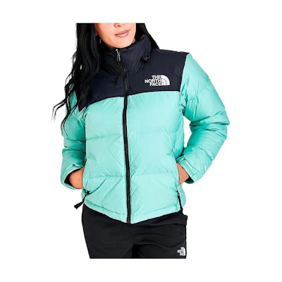 (Women) TNF Retro Colorblock High Neck Logo Print Jacket Green NF0A3XEO-314