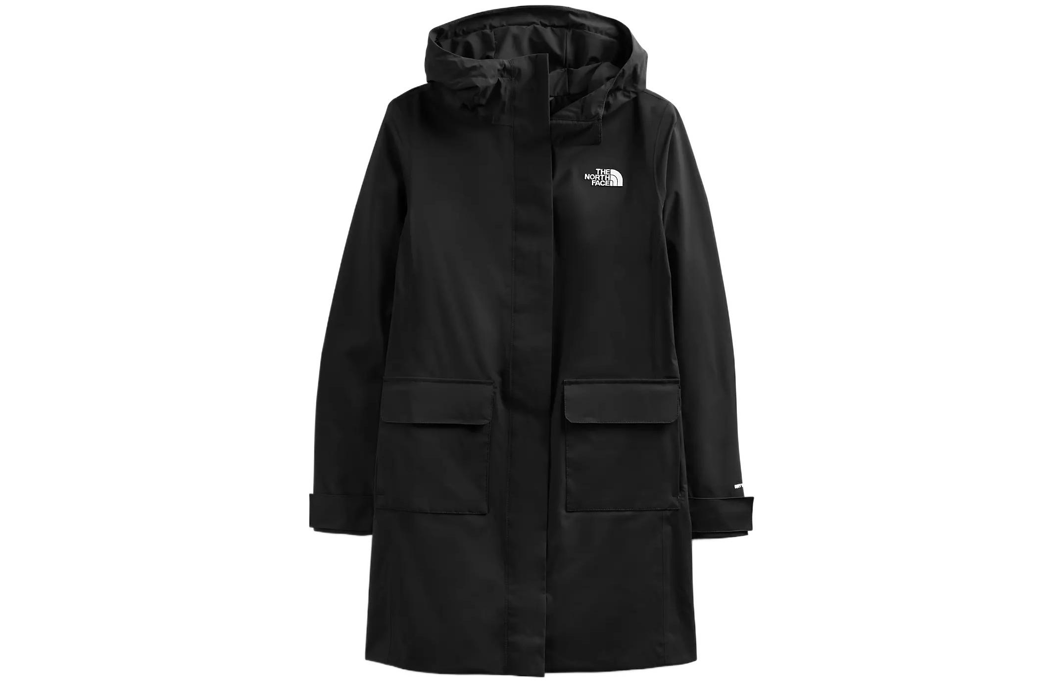 (Women) TNF Solid Black Mid-Length Logo Waterproof Jacket NF0A52YL-JK3