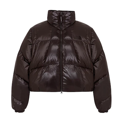 (Women) TNF Solid Brown Short Puffer Jacket with Zipper NJ1DQ82K