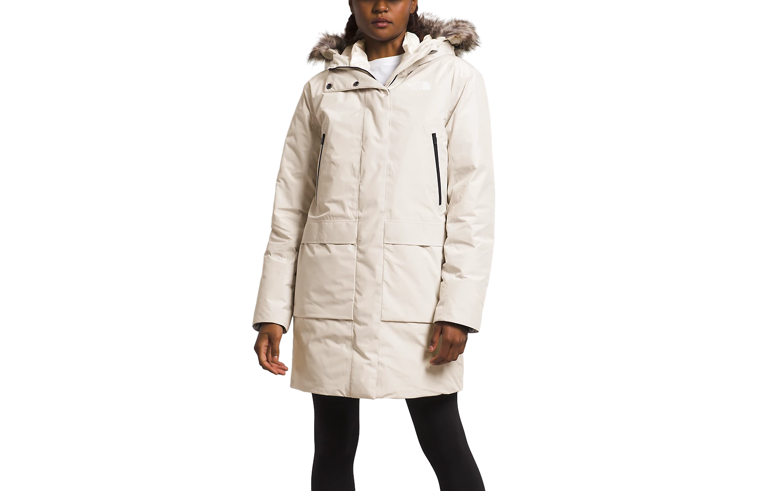 (Women) The North Face Solid Color Mid-Length Casual Jacket, Gardenia White NF0A84J7-N3N