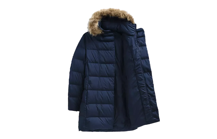 (Women) The North Face Solid Long Hooded Fur-Trim Jacket Deep Blue NF0A5GDT-8K2
