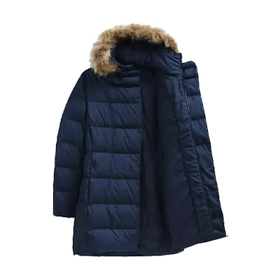 (Women) TNF Solid Long Hooded Fur-Trim Jacket Deep Blue NF0A5GDT-8K2