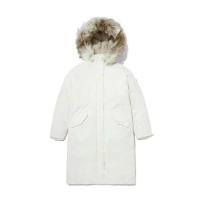 (Women) TNF Solid White Midi Hooded Down Jacket NC2DN89B