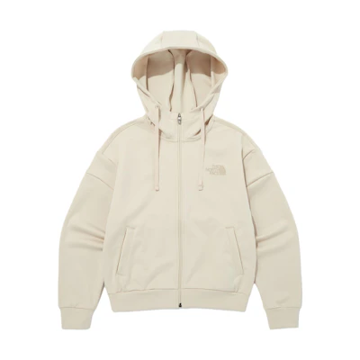 (Women) TNF Training Jacket Logo Hoodie Zip Long Sleeve Tan NJ5JP32C