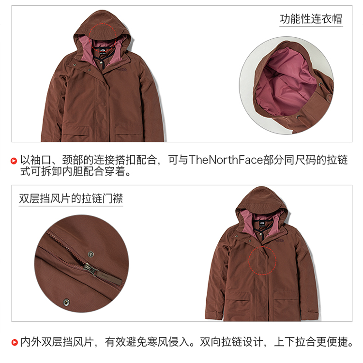 Details for (W) The North Face TriClimate Jaket Waterproof Dusty Pink NF0A4NDG-Q32