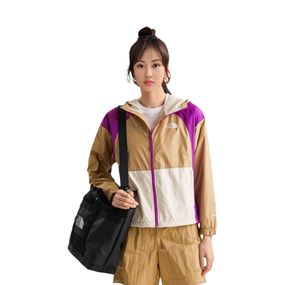 (Women) TNF Urban Exploration Colorblock Logo Hooded Windbreaker Jacket Khaki Women NF0A81O1-QK9 圖 3