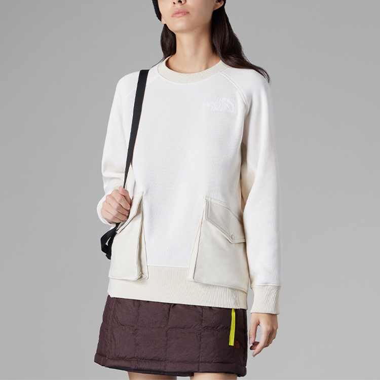 Details for (W) The North Face 都會探險 FW23 寬鬆口袋拼色白色女款長袖上衣 NF0A83QB-151