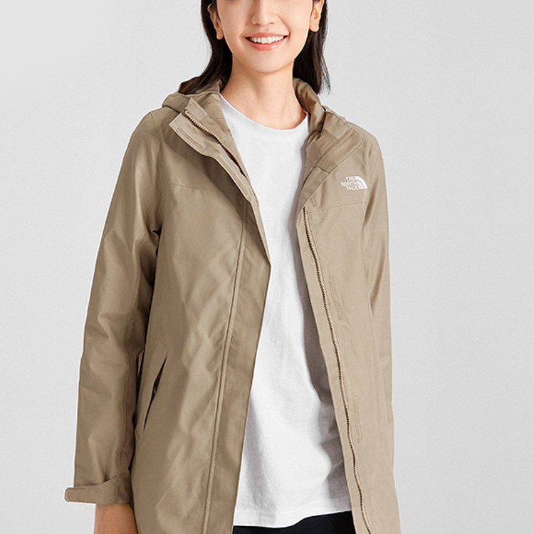 (Women) TNF Urban Exploration Khaki Waterproof Hooded Jacket NF0A7QPH-CEL 圖 4