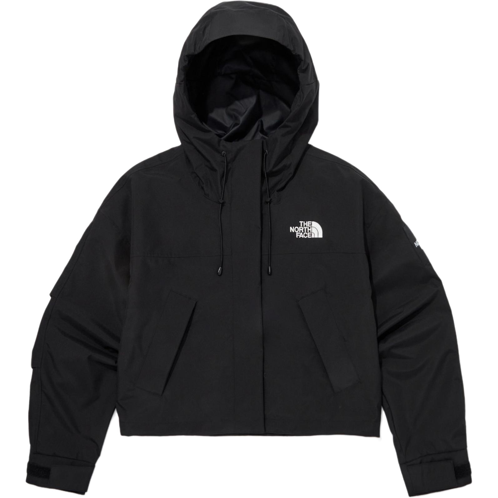 (Women) TNF Vaiden Jacket Black - Solid Color Logo Hooded Zip Jacket NJ2HQ80K