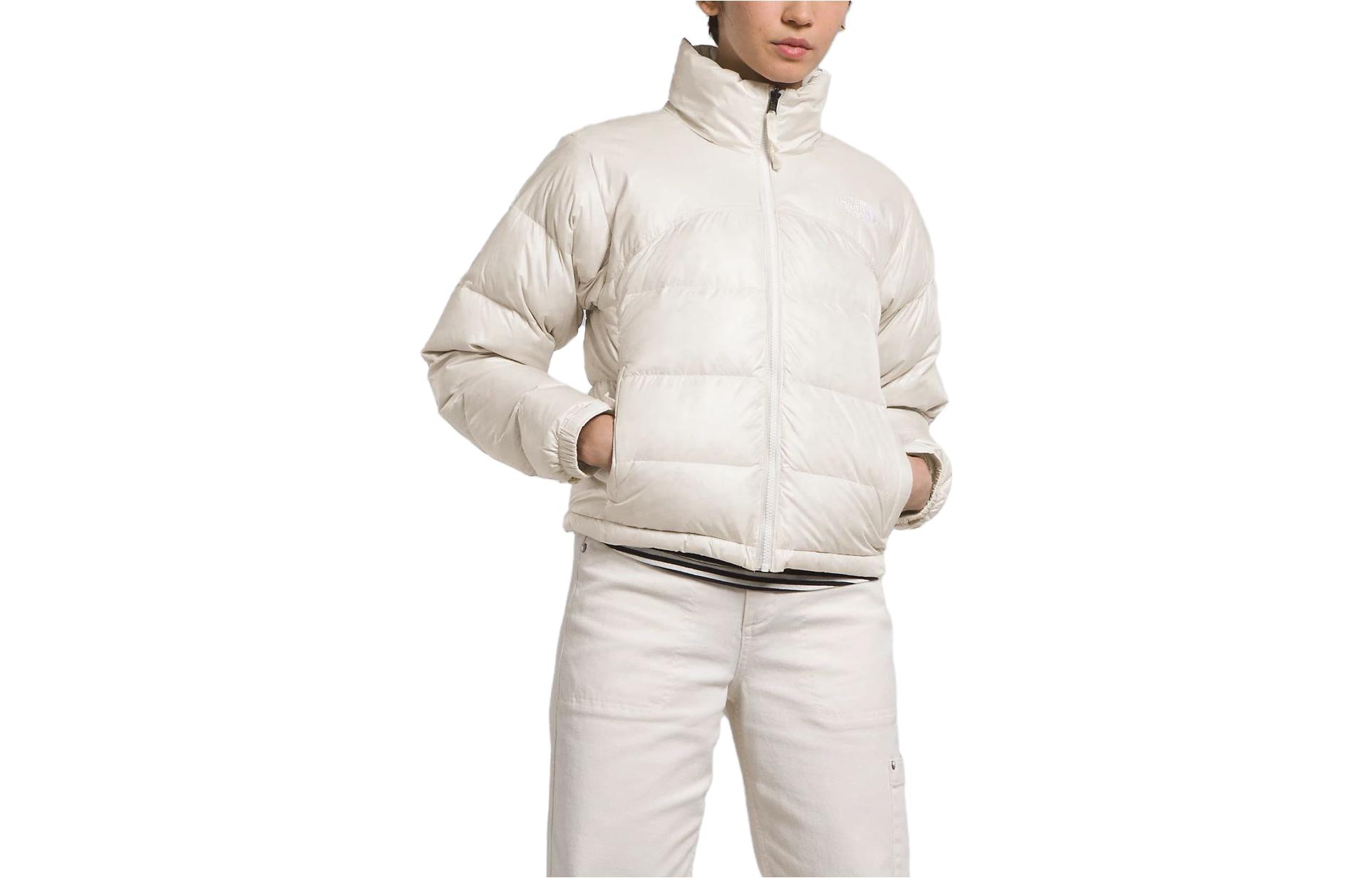 (Women) TNF White Logo Embroidered Mock Neck Zip Jacket NF0A831F-N3N