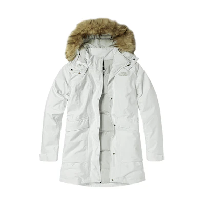(Women) TNF Winter White Waterproof Hooded Down Jacket with Fur Trim NF0A4NBM-FN4