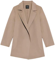 (Women) THEORY Camel Solid Lapel Collar Open Front Coat K0701412-TSI (Women) THEORY Camel Solid Lapel Collar Open Front Coat K0701412-TSI