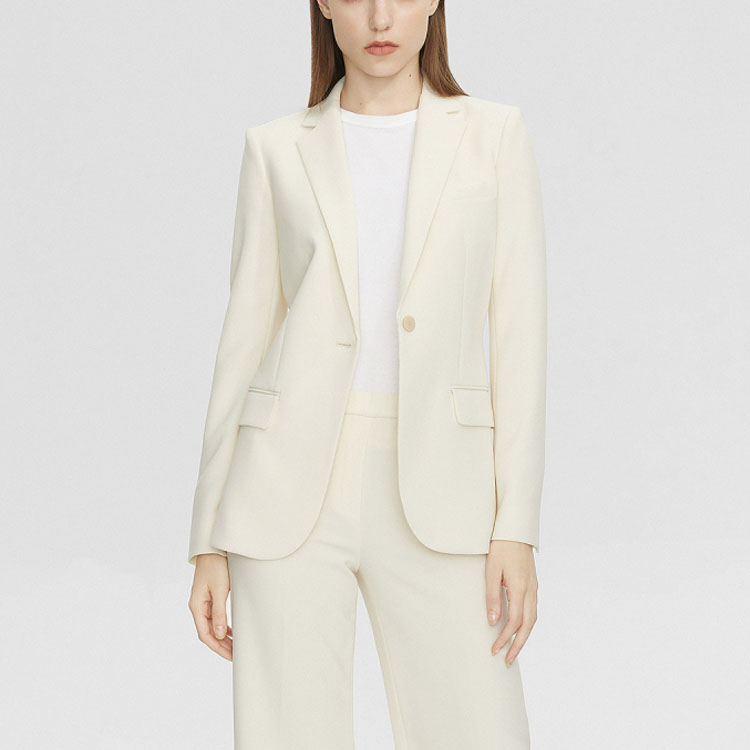 Shop (W) THEORY Blazer Butang Tunggal Warna Off-White. J0709113-Y0C