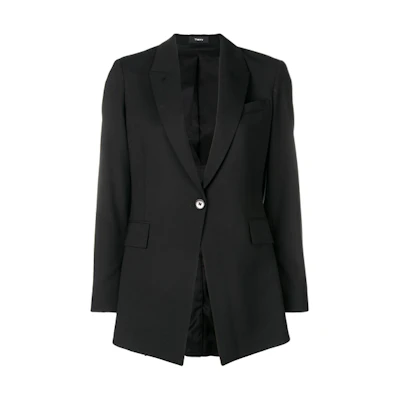 (Women) THEORY Single-Button Blazer Solid Black H0101113