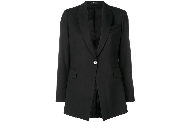 Order (W) THEORY Blazer Hitam Solid Butang Tunggal H0101113