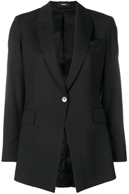 (W) THEORY Blazer Hitam Solid Butang Tunggal H0101113 Order (W) THEORY Blazer Hitam Solid Butang Tunggal H0101113