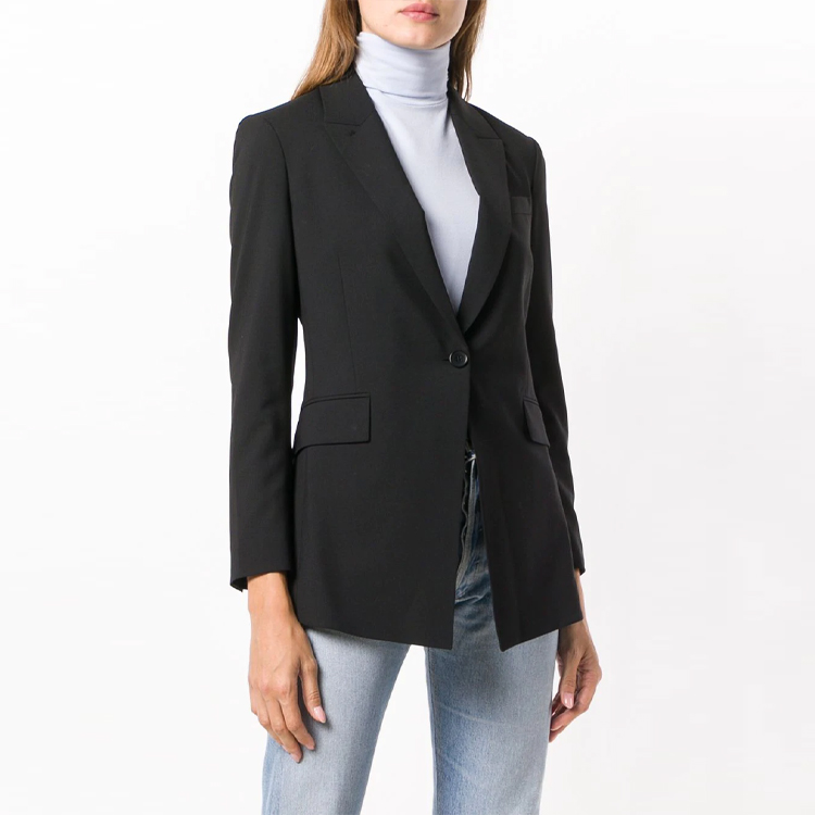 Shop (W) THEORY Blazer Hitam Solid Butang Tunggal H0101113