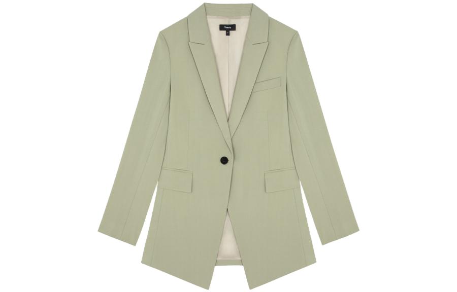 (Women) THEORY  Slim Fit Single-Button Blazer Long Sleeve Solid Color H0101113-0L0