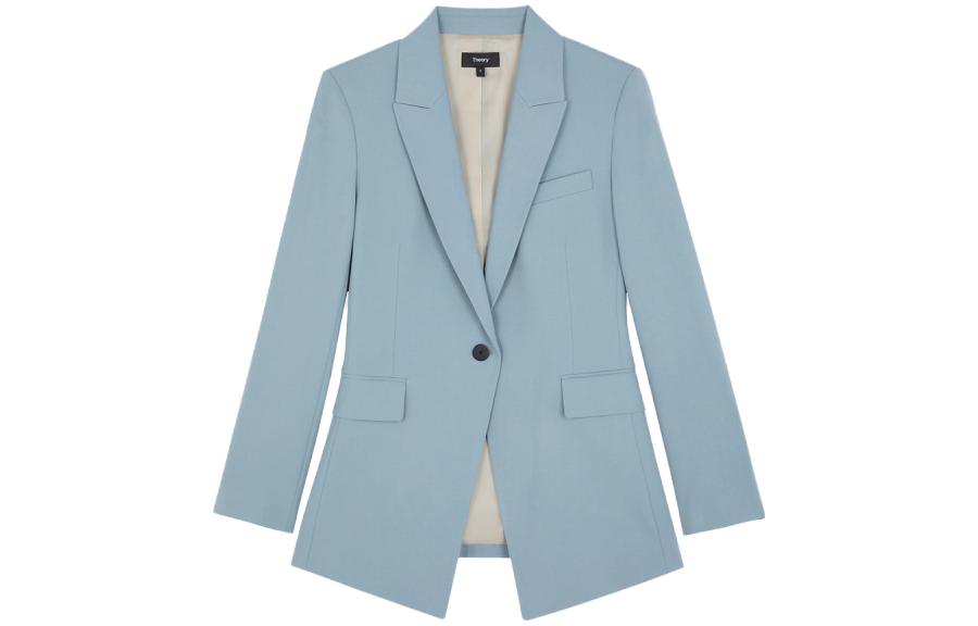 (Women) THEORY  Slim Fit Single Button Blazer - Solid Color Long Sleeve H0101113-ZXL