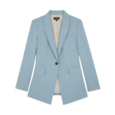 (Women) THEORY Slim Fit Single Button Blazer - Solid Color Long Sleeve H0101113-ZXL