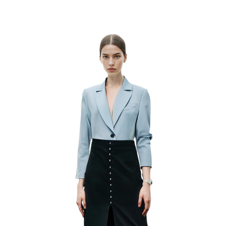 Lookbook (W) THEORY Blazer Slim Fit Butang Tunggal - Lengan Panjang Warna Solid H0101113-ZXL