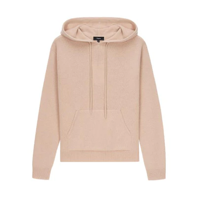 (Women) THEORY Solid Pink Pullover Knit Hoodie with Drawstring. N0611711-VH8