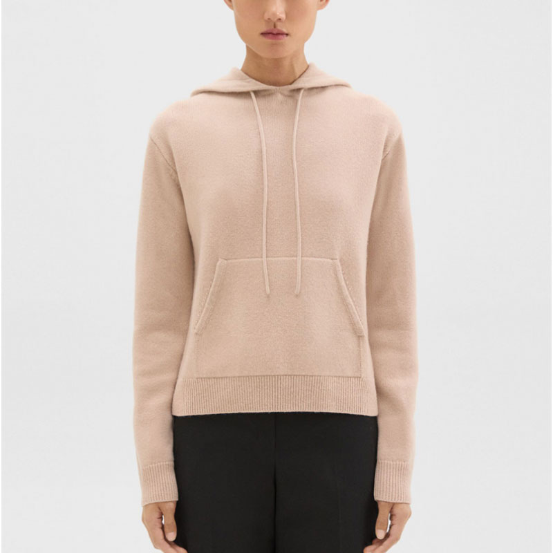 Shop (W) THEORY 桃粉色抽繩連帽針織套頭衫。 N0611711-VH8