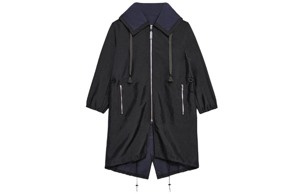 (Women) THEORY Designer Collaboration  Black & Navy Colorblock Zip Hoodie Jacket N037410O-A29