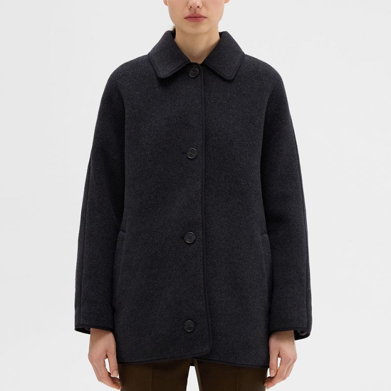 Lookbook (W) THEORY x Designer Kolaborasi Mantel Panjang Dua Sisi Abu-Arang. N091408O