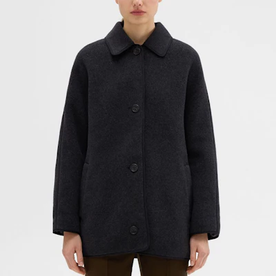 (W) THEORY x Designer Kolaborasi Mantel Panjang Dua Sisi Abu-Arang. N091408O Lookbook (W) THEORY x Designer Kolaborasi Mantel Panjang Dua Sisi Abu-Arang. N091408O